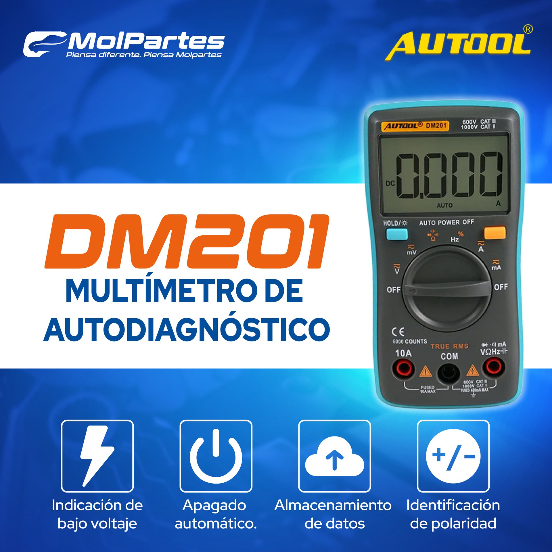 DM201 AUTOOL MULTÍMETRO DE DIAGNÓSTICO COLOMBIA DM201 AUTOOL MULTÍMETRO DE DIAGNÓSTICO COLOMBIA