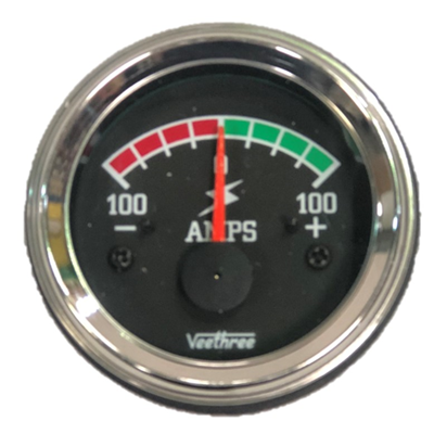 AMPERIMETRO 100-100 52MM ESCALA COLOR ARO CROMADO
