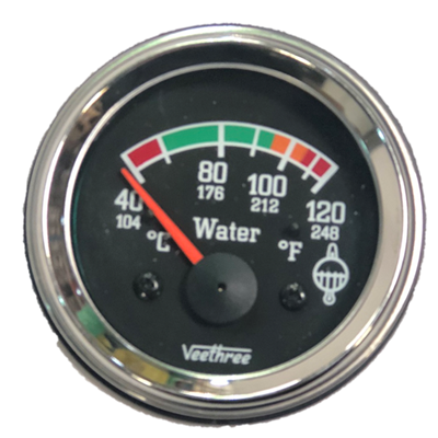 MARCADOR TEMPERATURA AGUA ELECTRICO 12V 40Ø-120Ø ESCALA COLOR ARO CROMADO