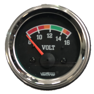 VOLTIMETRO 52MM 12V ESCALA 8-16 ESCALA COLOR ARO CROMADO
