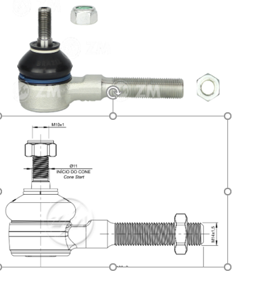 TERMINAL EXTERNA DIRECCION VOLKSWAGEN GOL 80-06 PARATI 82-06 SAVEIRO 82-06 M14-1 50 100MM 51N.M 86N.M