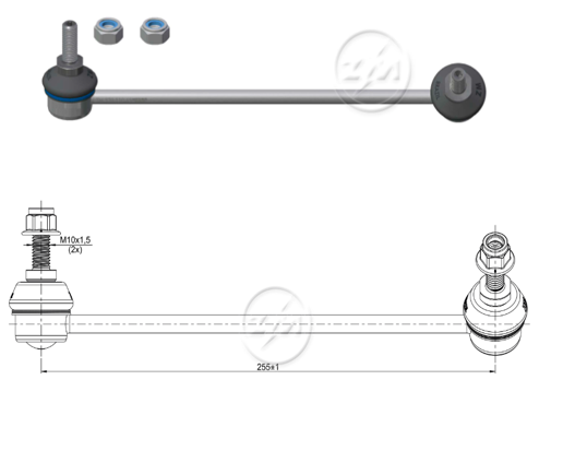 BIELETA BARRA ESTAB. DEL IZQ RENAULT TWINGO 1993 - 2007 LC:255RP:M10-1 50TC46N.M