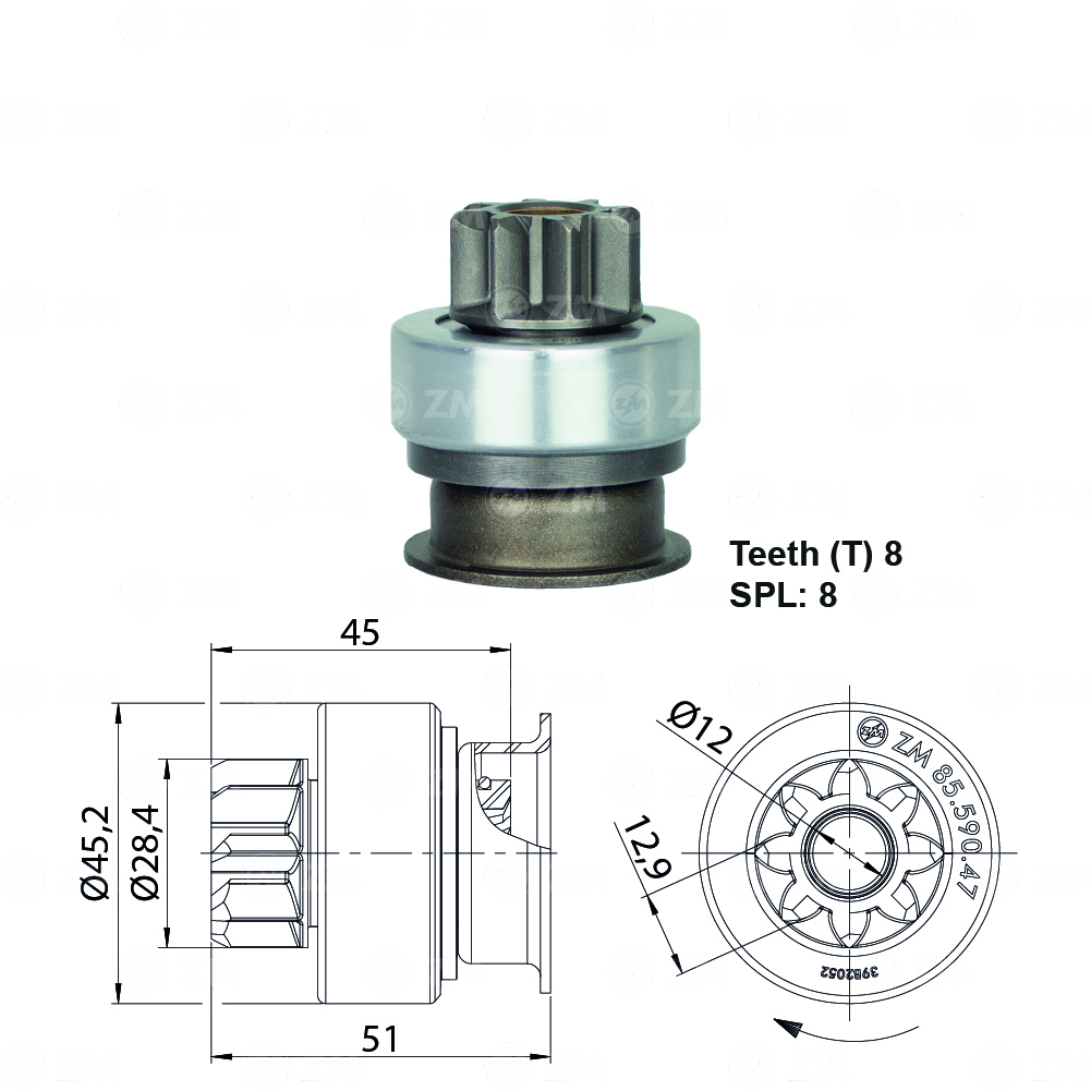 BENDIX SUZUKI GRAND VITARA T-8 G:28.20 L:50.70 SPL: 8 ID: 12.06 D: 45.20 CW FAM 110 361452A000