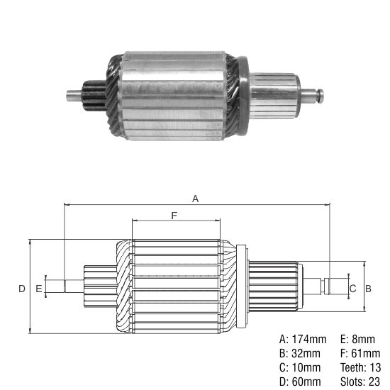 INDUCIDO ARRANQUE SCANIA SERES G,SERIES K,SERIES P, SERIES R,SERIES T 4.9KW 24V