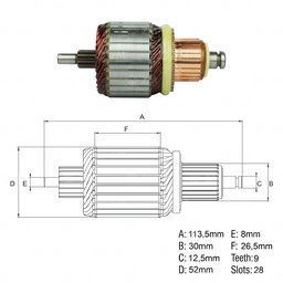 [438357132] INDUCIDO ARRANQUE MERDES BENZ, BMW, VOLSKWAGEN 12V 114 MM 9 ESTRIAS(IND-07010)