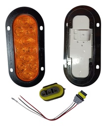 [PT-823KA-10] LUZ LED OVALADA 6″ 12-24V AMARILLA DIRECCIONAL 10 DIODOS MONTAJE CON BRIDA Y CONECTOR AMP INLCUIDO